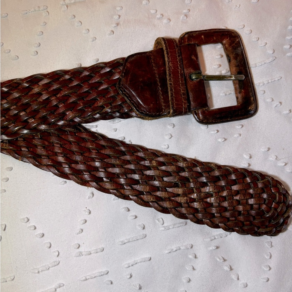 Vintage Brown Leather Belt, Made in Italy